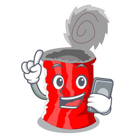 With phone Tin can shape on a cartoon vector illustrationのイラスト素材