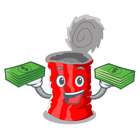 With money set of metallic tin can cartoon vector illustrationのイラスト素材