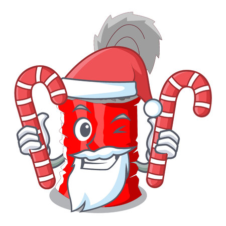 Santa with candy tincan ribbed metal character a canned vector illustrationのイラスト素材