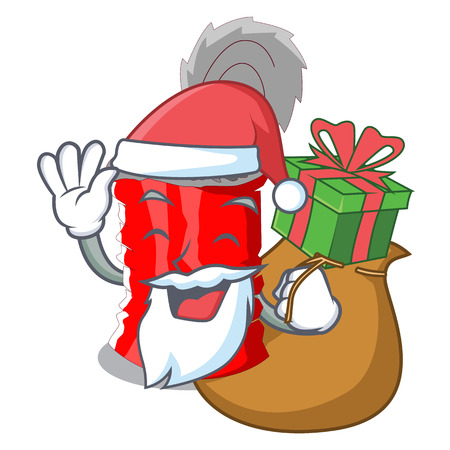 Santa with gift tincan ribbed metal character a canned vector illustrationのイラスト素材