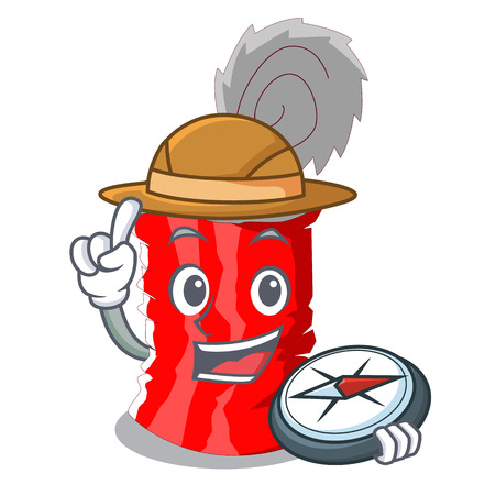 Explorer set of metallic tin can cartoon vector illustrationのイラスト素材