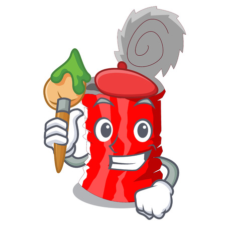 Artist Tin can shape on a cartoon vector illustrationのイラスト素材