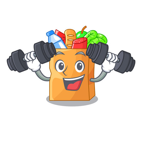 Fitness food bag package of shape cartoon vector illustrationのイラスト素材