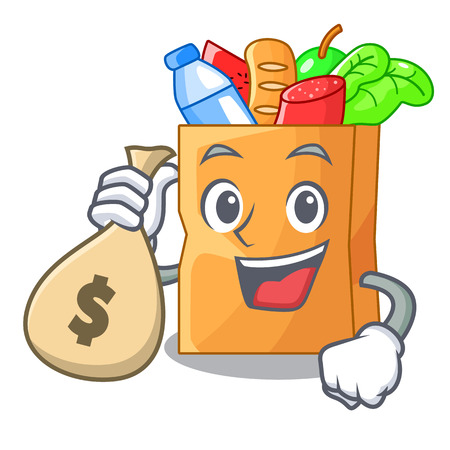 With money bag food bag package of shape cartoon vector illustrationのイラスト素材