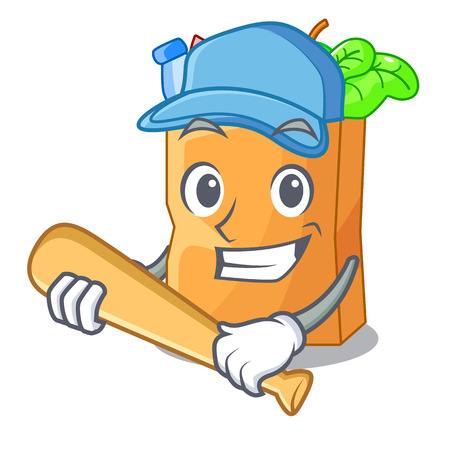 Playing baseball food bag package of shape cartoon vector illustrationのイラスト素材