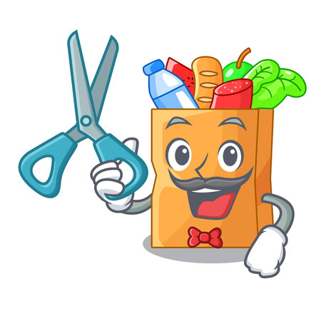 Barber food bag package of shape cartoon vector illustrationのイラスト素材