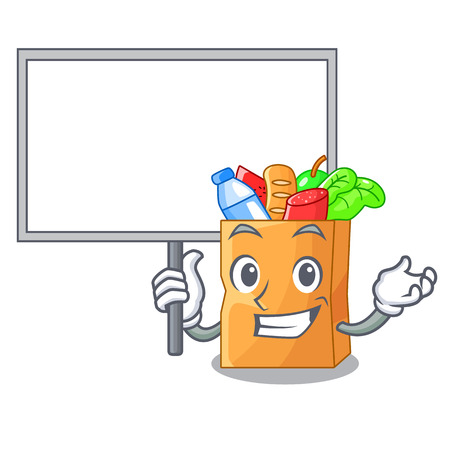 Bring board food bag package of shape cartoon vector illustrationのイラスト素材