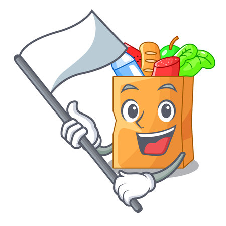 With flag food bag foil or paper cartoon vector illustrationのイラスト素材