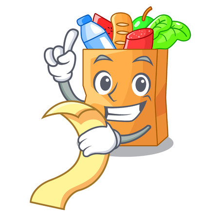 With menu realistic food in a bag character vector illustrationのイラスト素材