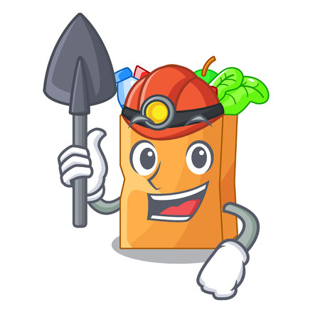 Miner realistic food in a bag character vector illustrationのイラスト素材