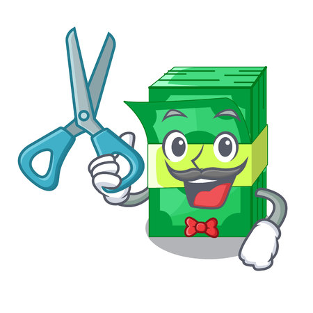 Barber stack money shape cartoon on table vector illustrationのイラスト素材