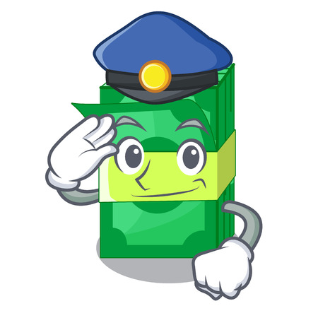 Police stack money shape cartoon on table vector illustrationのイラスト素材