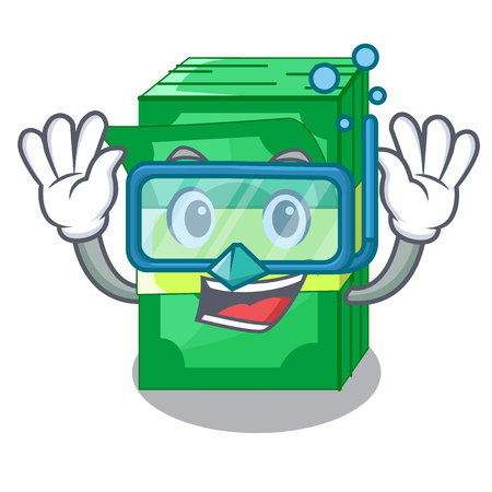 Diving stack of dollars isolated on mascot vector illustrationのイラスト素材