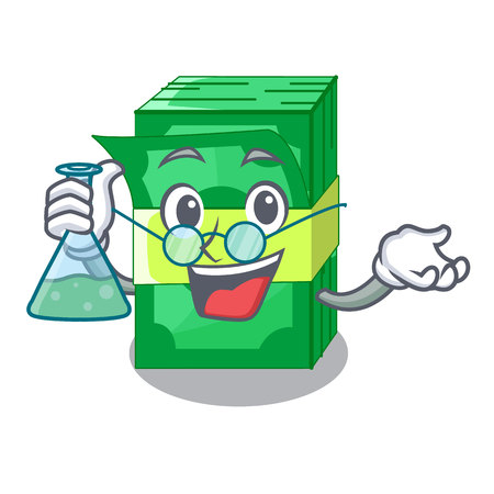 Professor stack of dollars isolated on mascot vector illustrationのイラスト素材