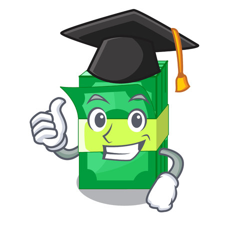 Graduation stack of dollars isolated on mascot vector illustrationのイラスト素材