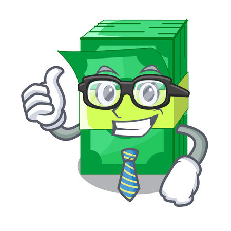 Businessman stack of dollars isolated on mascot vector illustrationのイラスト素材
