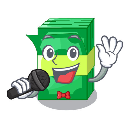 Singing stacks money dollar on bank character vector illustrationのイラスト素材