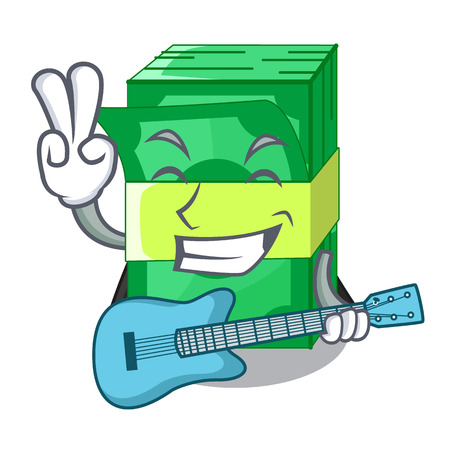 With guitar stacks money dollar on bank character vector illustrationのイラスト素材