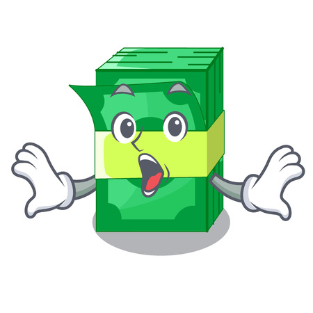 Surprised stacks money dollar on bank character vector illustrationのイラスト素材