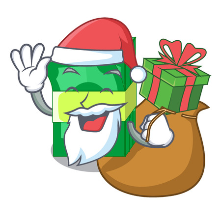 Santa with gift set money in packing bundles cartoon vector illustrationのイラスト素材