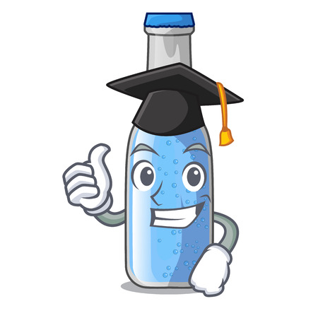 Graduation soda water bottle near cartoon table vector illustrationのイラスト素材