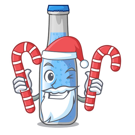 Santa with candy bottle soda water isolated on mascot vector illustrationのイラスト素材