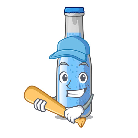 Playing baseball soda water and ice cubes cartoon vector illustrationのイラスト素材