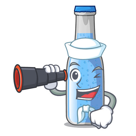 Sailor with binocular glass of soda water on character vector illustrationのイラスト素材