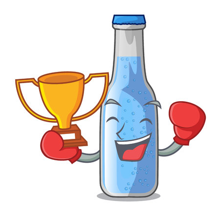 Boxing winner bottle soda water isolated on mascot vector illustrationのイラスト素材
