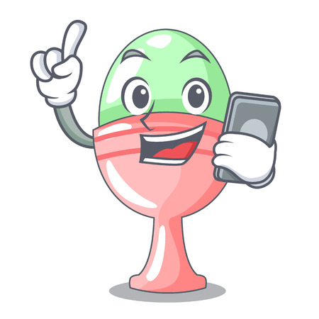 With phone boiled egg cup isolated on mascot vector illustrationのイラスト素材