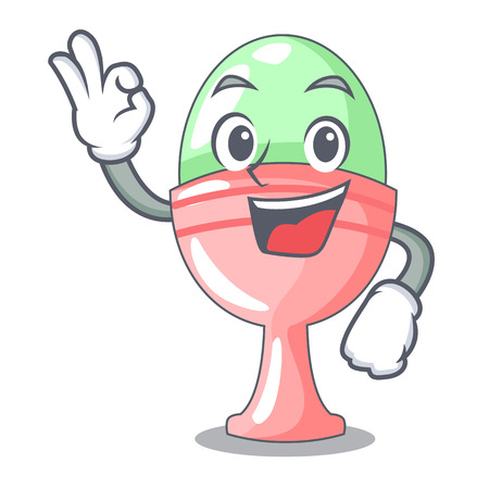 Okay colored easter egg in cup cartoon vector illustrationのイラスト素材