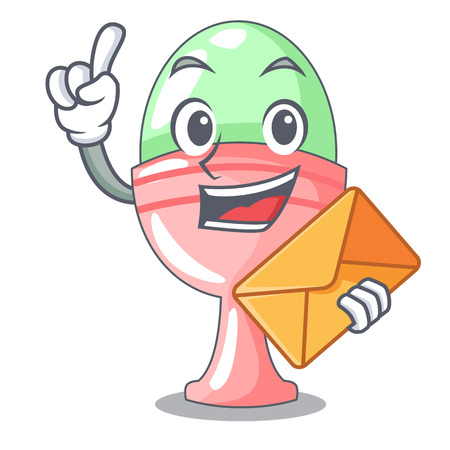 With envelope colored easter egg in cup cartoon vector illustrationのイラスト素材