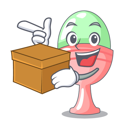 With box colored easter egg in cup cartoon vector illustrationのイラスト素材