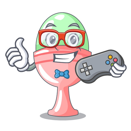 Gamer boiled organic chicken egg in cartoon vector illustrationのイラスト素材
