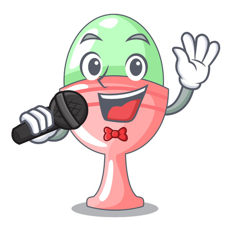 Singing boiled organic chicken egg in cartoon vector illustrationのイラスト素材