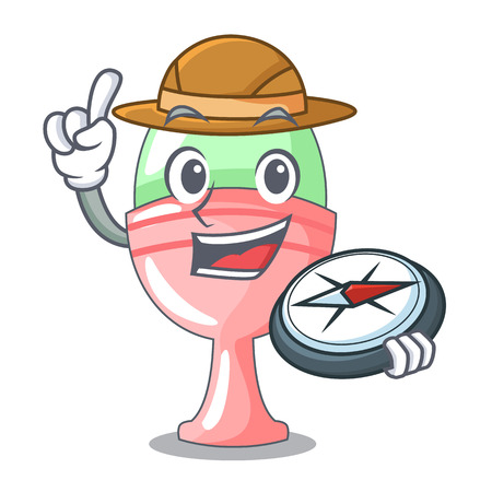 Explorer boiled organic chicken egg in cartoon vector illustrationのイラスト素材