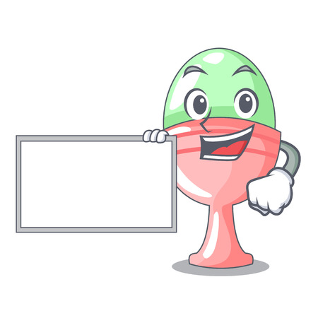 With board boiled egg cup isolated on mascot vector illustrationのイラスト素材