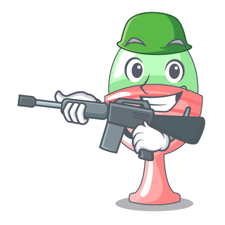 Army boiled egg cup isolated on mascot vector illustrationのイラスト素材