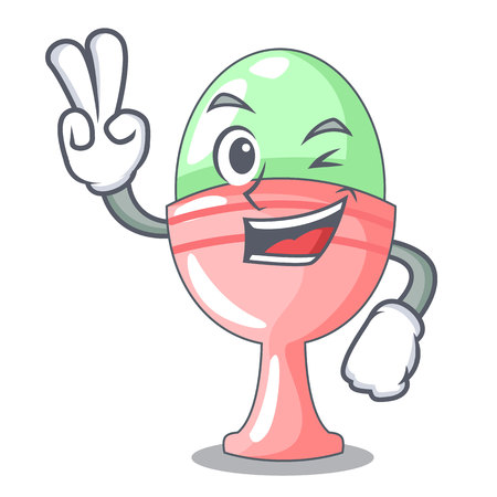 Two finger colored easter egg in cup cartoon vector illustrationのイラスト素材