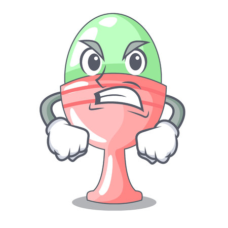 Angry boiled organic chicken egg in cartoon vector illustrationのイラスト素材