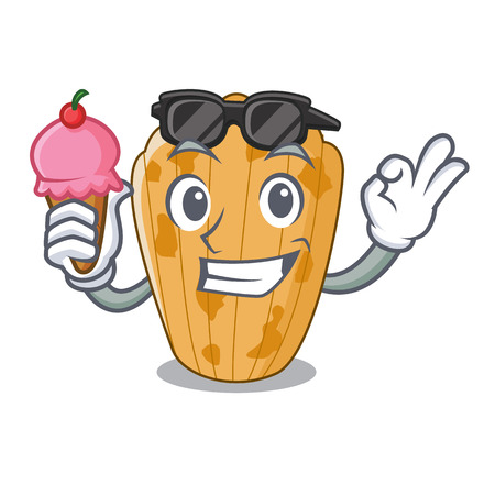 With ice cream cake madeleine french isolated on mascot vector illustrationのイラスト素材