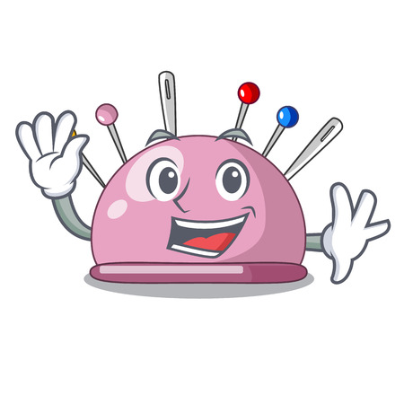 Waving pincushion with a character needles icon vector illustrationのイラスト素材