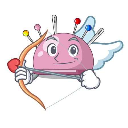 Cupid wicker basket on a pincushion cartoon vector illustrationのイラスト素材