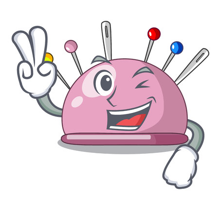 Two finger pincushion with a character needles icon vector illustrationのイラスト素材