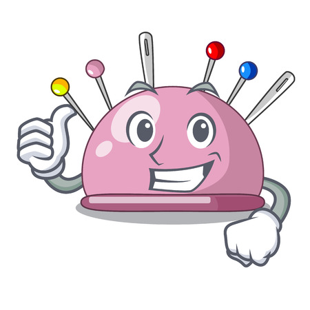 Thumbs up pincushion with a character needles icon vector illustrationのイラスト素材