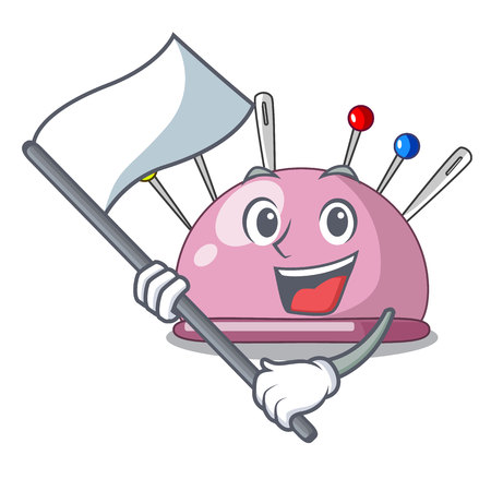 With flag pincushion a cartoon pins for sewing vector illustrationのイラスト素材