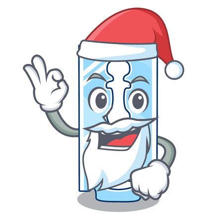 Santa disposable razor character on wooden table vector illustrationのイラスト素材