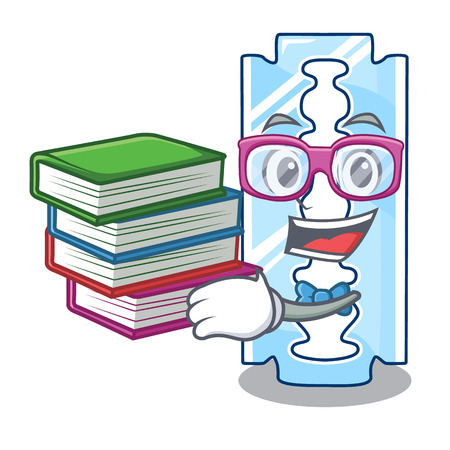 Student with book disposable razor character on wooden table vector illustrationのイラスト素材