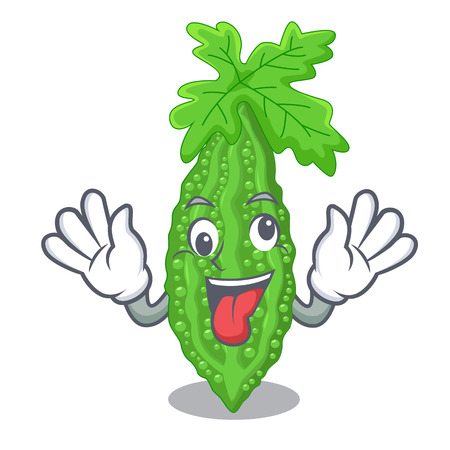 Crazy momordica bitter melon on pear cartoon vector illustrationのイラスト素材