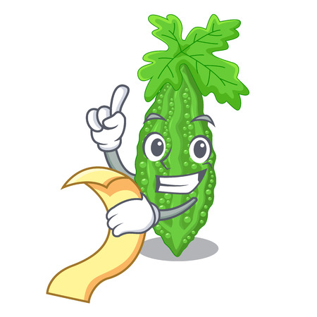 With menu bitter melon character on vegetables fresh vector illustrationのイラスト素材